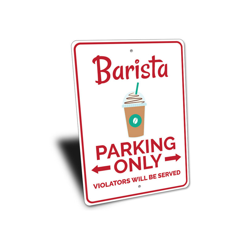 Enseigne de barista, H 10 po x l 14 po x P 0,04 po