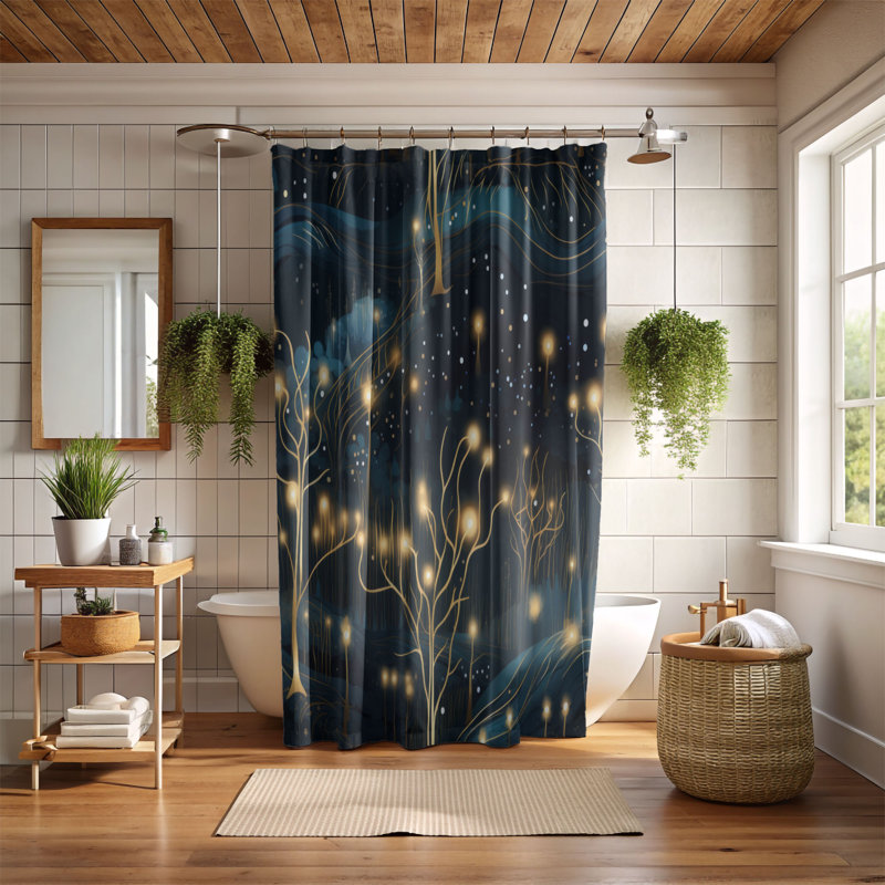 Enchanted Trees - Rideau de douche Premium, H 74 po x l 71 po