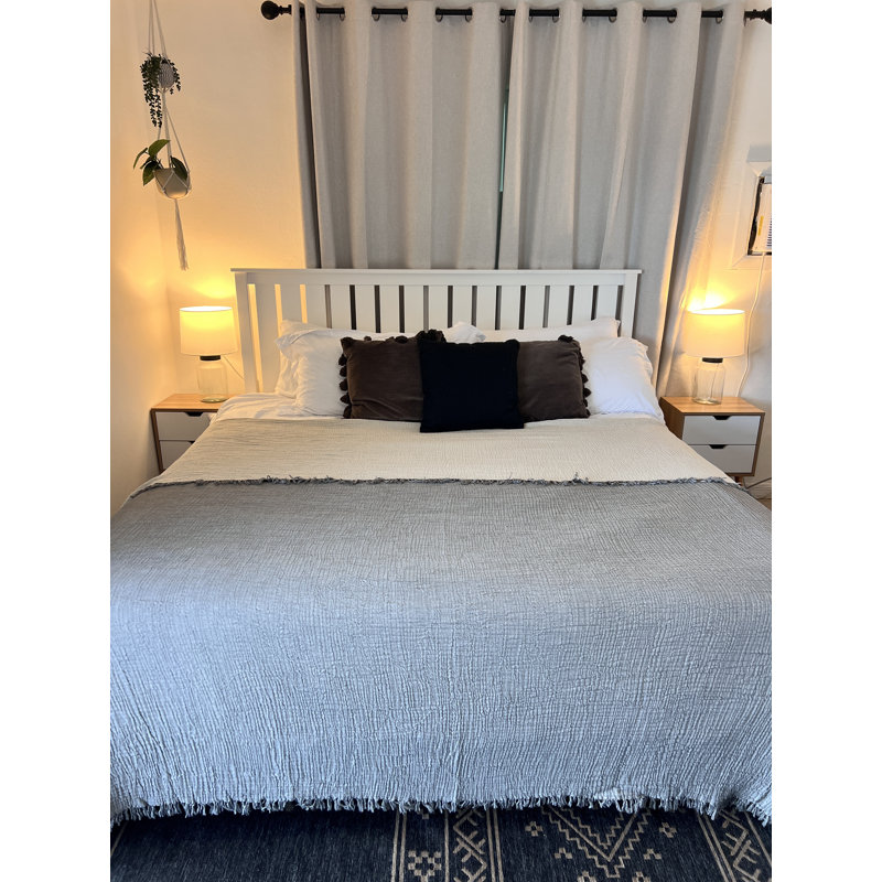 Couverture de lit en mousseline froissée, Gris