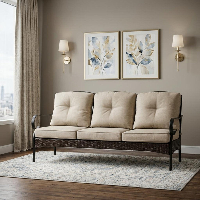 Canapé Gracie Mills 69 po beige en mélange de polyester avec pattes noires