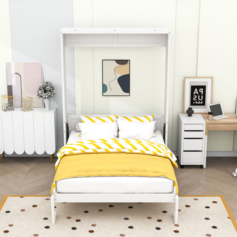 Lit escamotable en bois avec bureau, Double