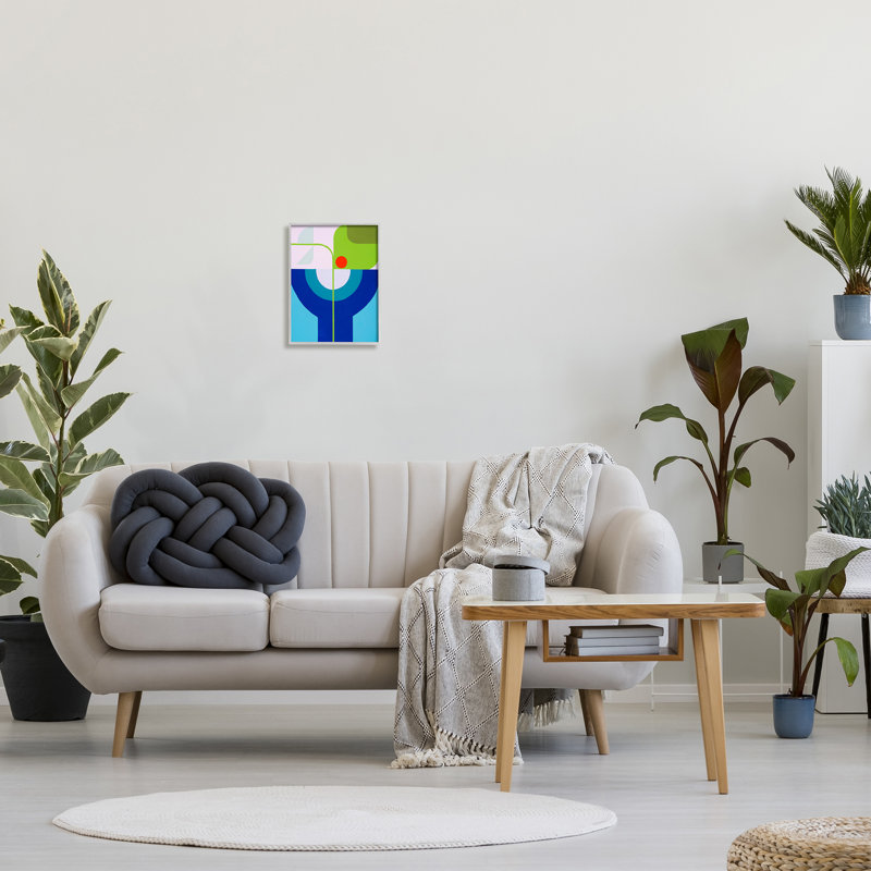 Vert et bleu à motif géométrique, impression sur bois, Estampe numérique Farmhouse, H 14 po x l 11 po x P 1,5 po