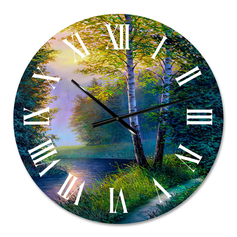 Horloge murale matinale à travers la forêt de bouleaux - Lake House, Petit