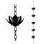1 chaîne de pluie de lotus en métal noir, chaîne de captage de pluie antirouille de 4,2 pi avec 5 coupes de lotus pour décorations de jardin, de patio et d'extérieur