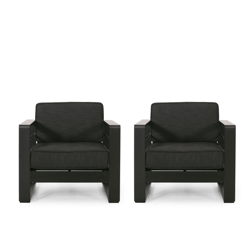Mcclaskey Aluminum Outdoor Lounge Chairs, Black, Black