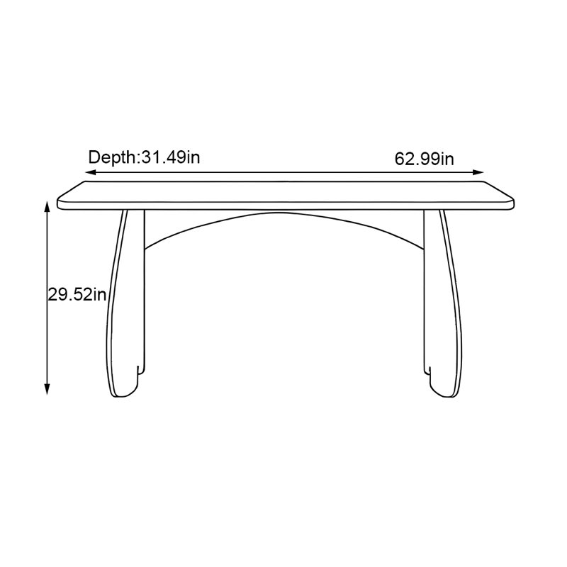 Small rectangular simple modern meal table, 29.53"H x 62.99"L x 31.49"W