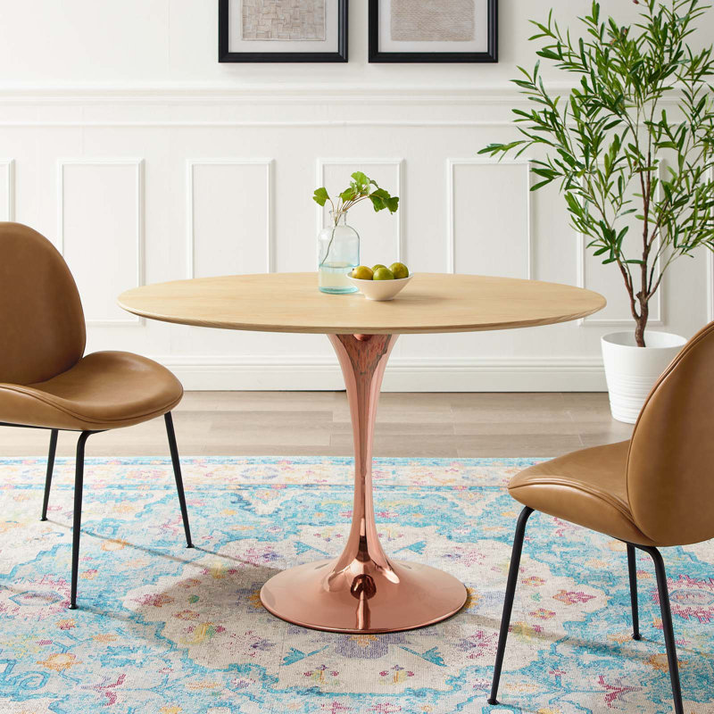 Table de salle à manger Lippa par Modway, Noyer cerise, Or, L 48 po x l 27,5 po