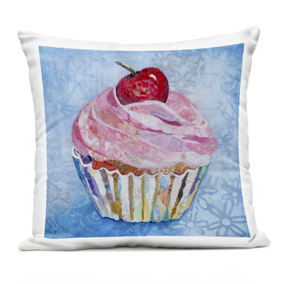 Collage Patterned Cupcake Outdoor Printed Pillow design by Lisa Morales