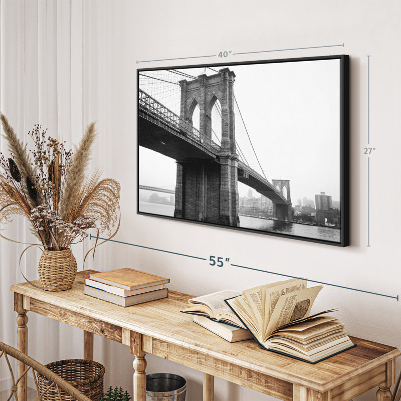«Art mural monochromatique du pont de Brooklyn», H 27 po x l 40 po