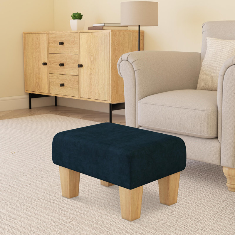 Autryville Wood Contemporary Leg, Indigo Dark Blue, Velvet, Natural