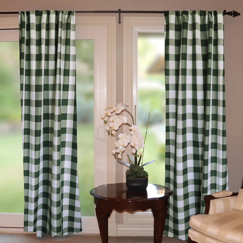Chestermere Semi Sheer Curtain Single Panel, 56" W x 108" L, Hunter Green/White
