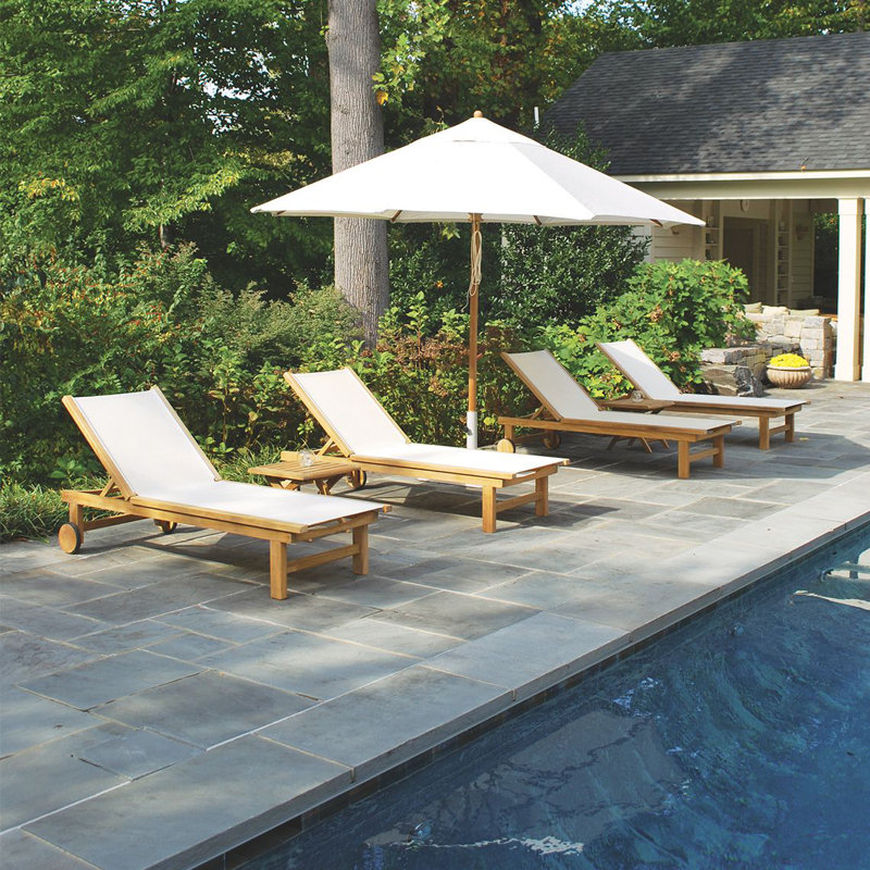 St. Tropez Outdoor Teak Chaise Lounge, Blue