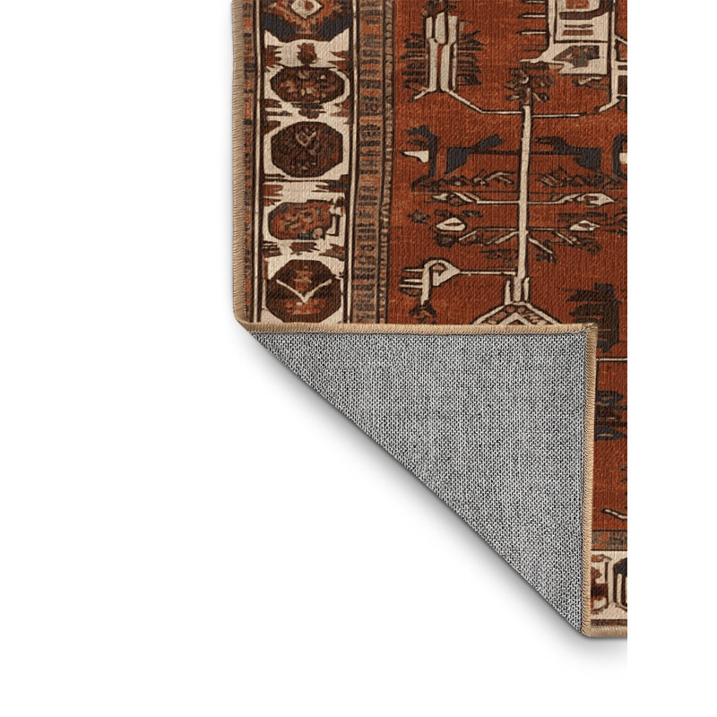 Tapis brun lavable à la machine, Rond 5 pi
