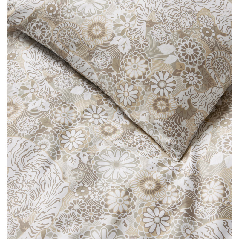 Siberian Tiger Floral Cotton Pillow Sham, Euro