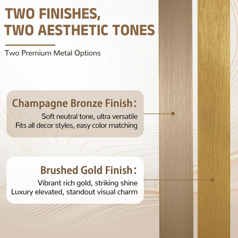 Modern Scalloped Corner Rectangle Bathroom Vanity Mirror | Stainless Steel Frame, 48" x 30", Champagne Bronze