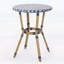 Charmante table bistro française avec structure en aluminium et rotin en polyéthylène, parfaite pour la détente et l'élégance à l'extérieur.
