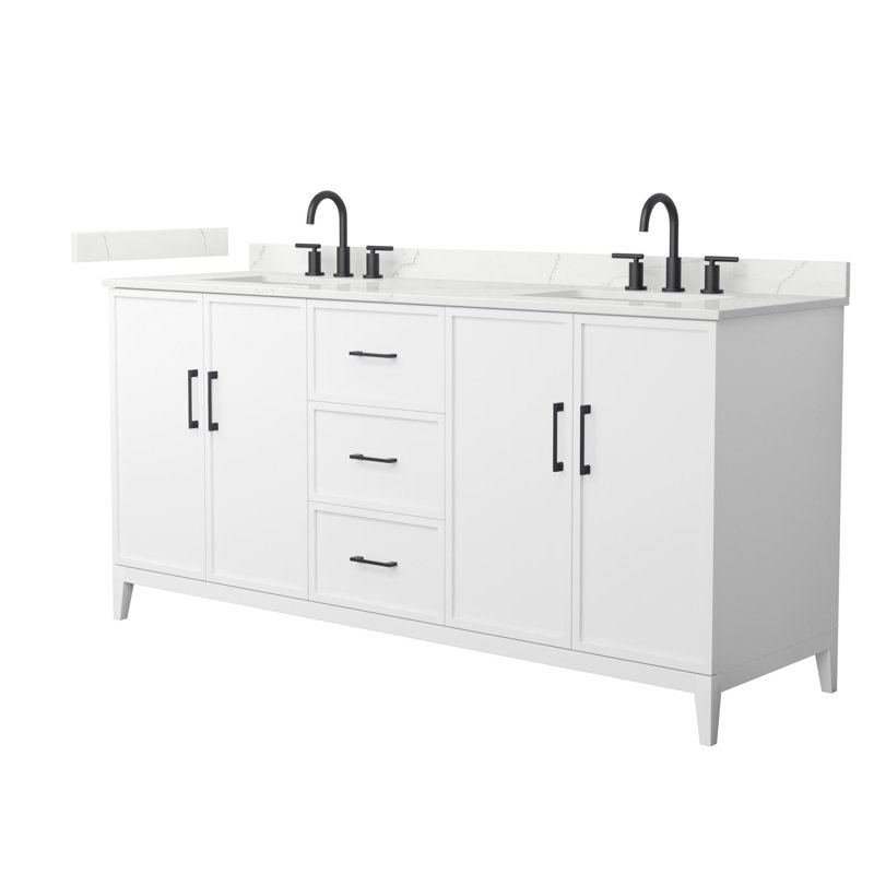Elan 72'' W Vanity, White, 8" Center, Matte Black