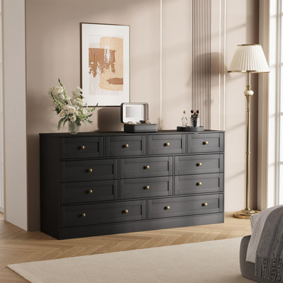 Commode 12 tiroirs en bois pour la chambre à coucher, coffre de rangement en bois moderne pour le salon
