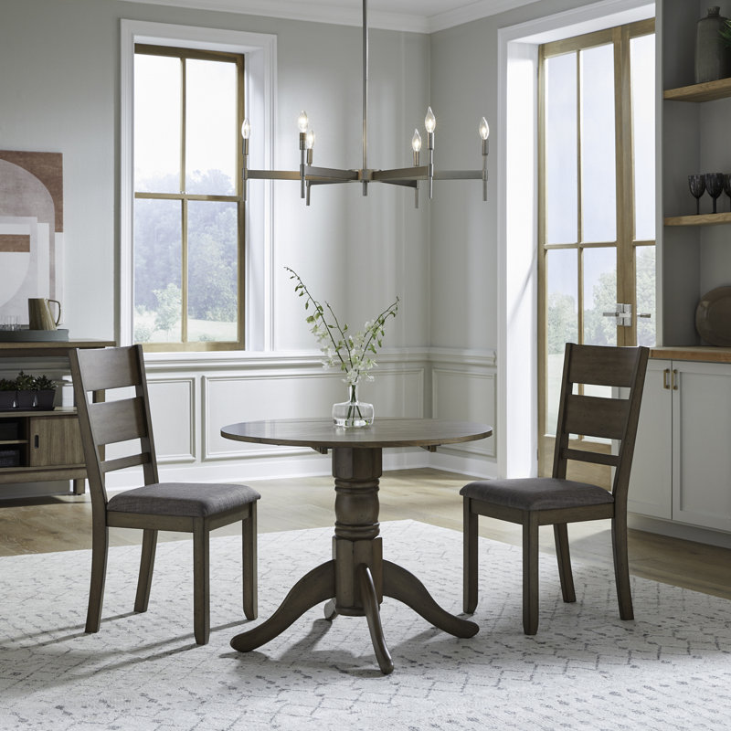 Ensemble de tables abattantes 3 pièces avec dossier à lattes Luz, Brun / brun