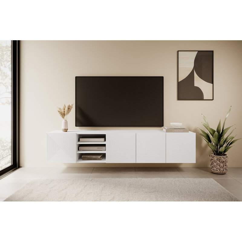 Megahn Unfinished TV Stand for TVs up to 55", White Matte