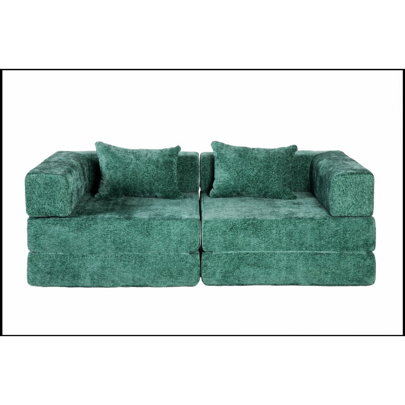 Canapé à compression, canapé-lit à plancher convertible avec structure fixe, causeuse modulaire sans os, aucun assemblage requis, tissu chenille pour le salon et la chambre à coucher