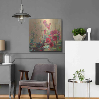 " Red Haven Hollyhocks " by Beth Forst