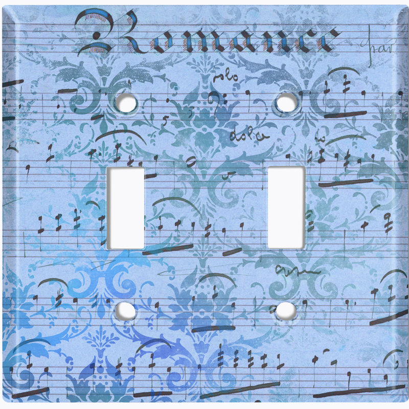 Patterned 2 - Gang Toggle Light Switch Standard Wall Plate, Blue