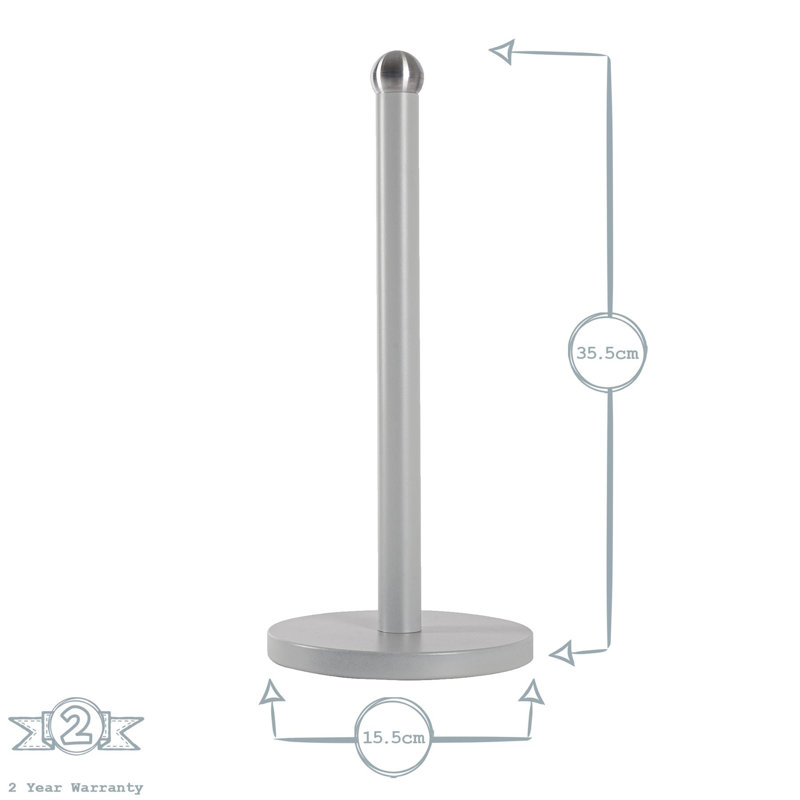 Harbour Housewares - Metal Kitchen Roll Holder, Grey
