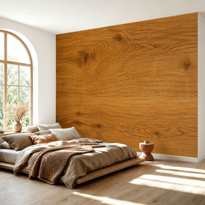 Wall Mural Peel and Stick Wallpaper Natural Wood Grain Warm Brown Tones Self-Adhesive Removable Contact Paper Wall Decor for Living Room Bedroom 69"H x 96"W