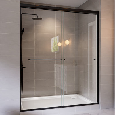 56" - 60" W x 72" H Double Sliding Semi-Frameless Shower Door with  SGCC-certified Tempered Glass