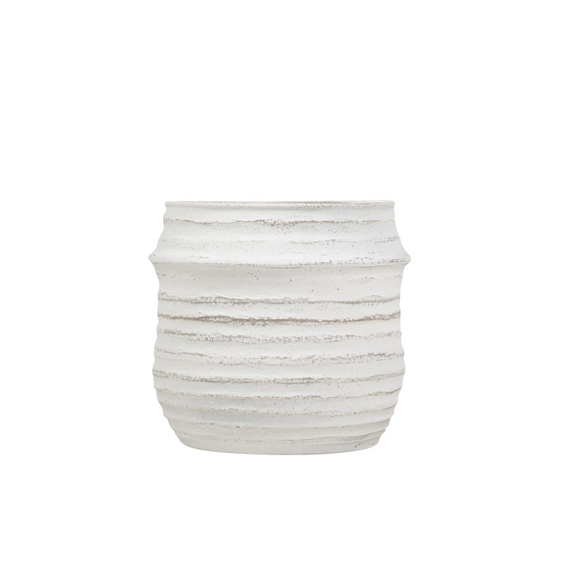 WHITE CERAMIC POT, 23cm H x 28cm W x 28cm D