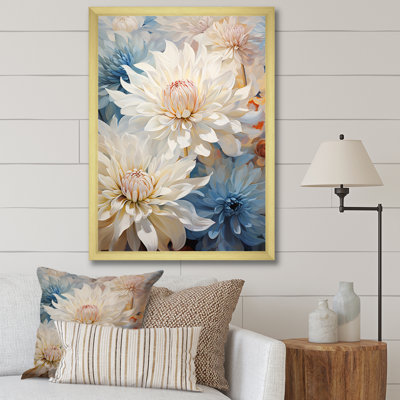 «Blooming Mums» en beige et bleu sur toile