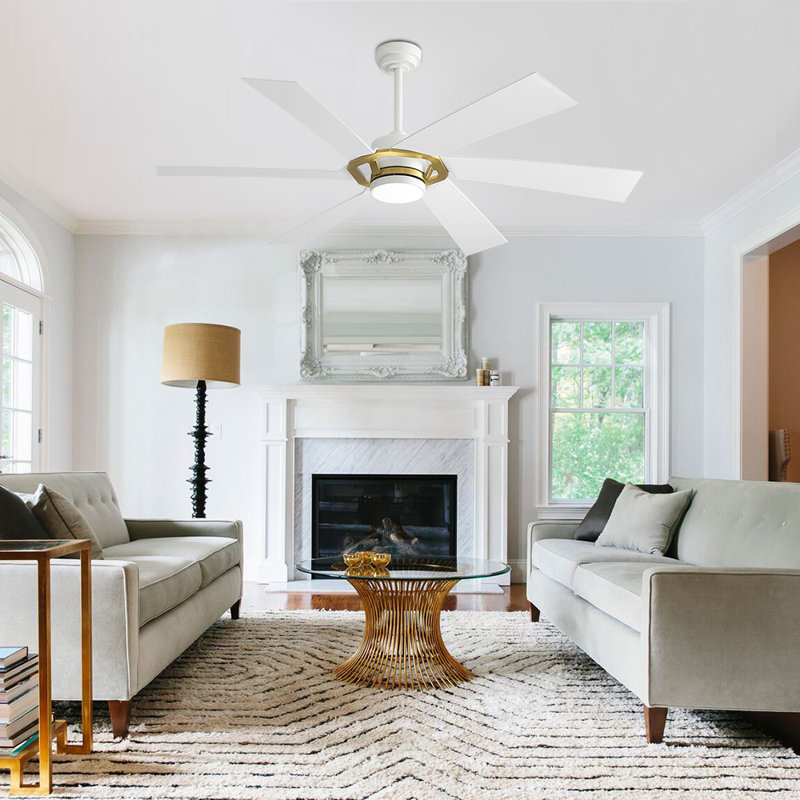 Ventilateur de plafond d'intérieur intelligent de 60 po avec lumières DEL Lucienne, Blanc, Blanc