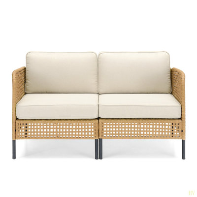 Outdoor Wicker Sofa Boho Patio Sectional Loveseat Furniture Set With  Csuhions