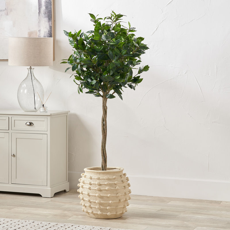 Bobble Fibrestone  Decorative Planter, 39cm H x 42cm W x 42cm D, Cream