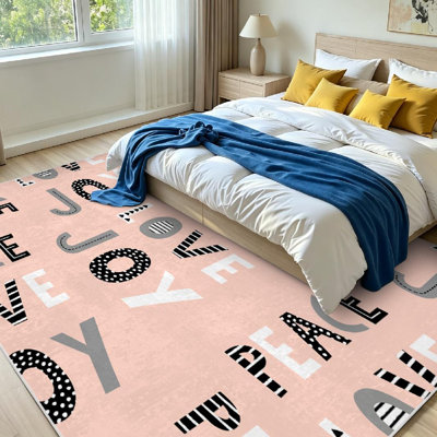 Tapis d'intérieur noir gris lavable à la machine, motif « Paix, Amour et Joie » et Noël
