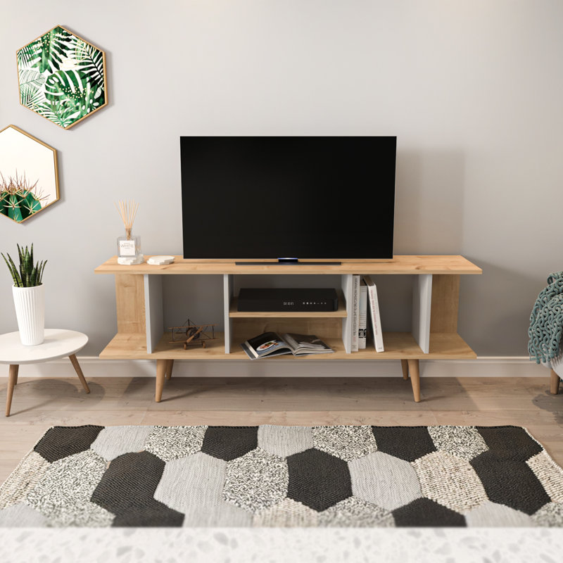 Akya TV Stand for TVs up to 70", Sapphire Oak/White