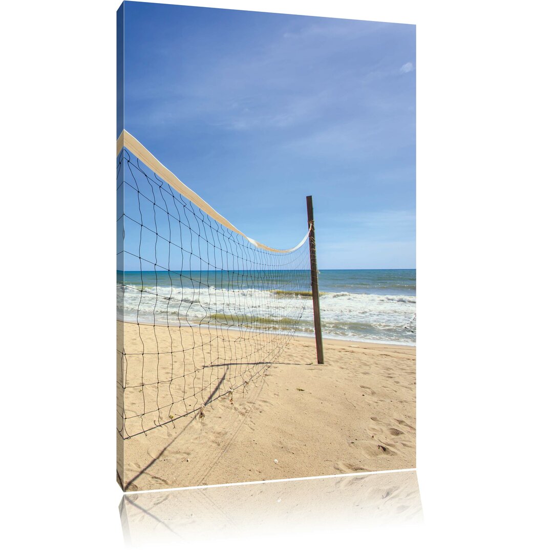 Leinwandbild Volleyballnetz am Strand, Fotodruck