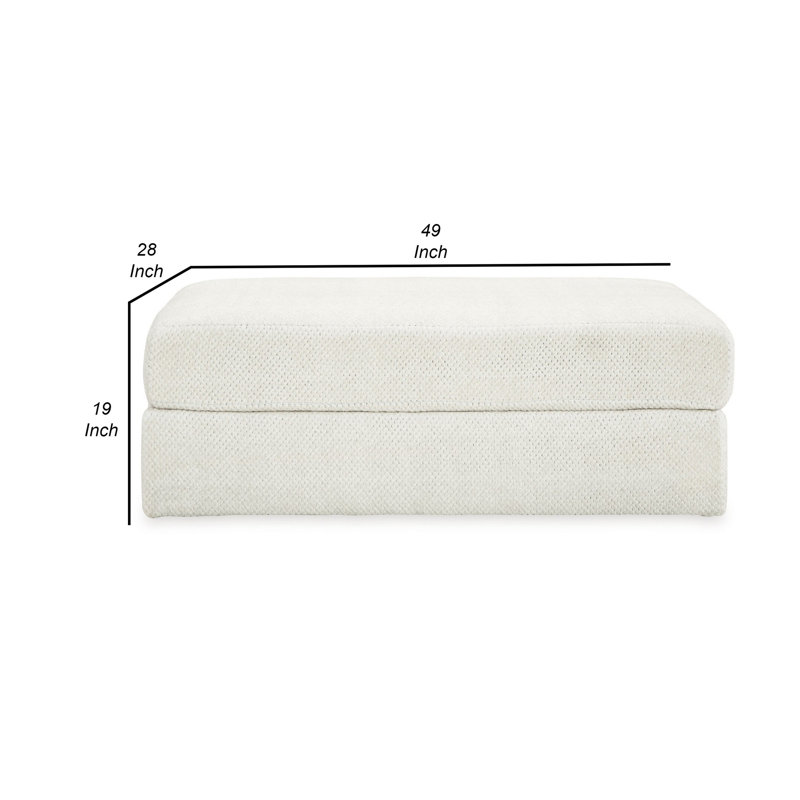Camill Upholstered Ottoman, White Polyester Blend