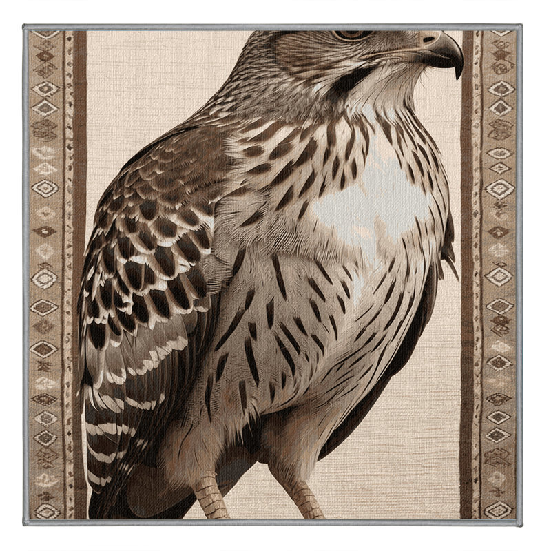 Washable Eurasian Sparrowhawk Birds Area Rug, Square 3'