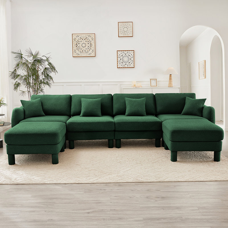 Canapé modulaire en U à 4 places Boucle Fabric, Vert