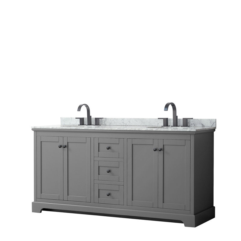 Ensemble de meuble-lavabo double 72 po Avery, Gris foncé, Noir mat