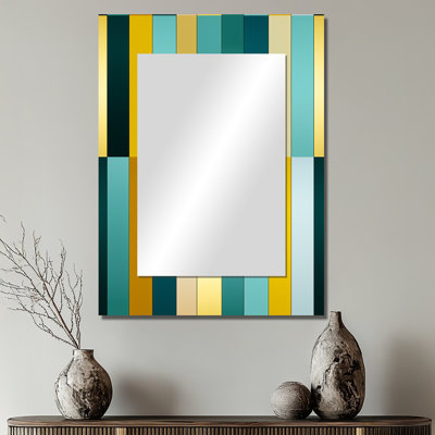 Harmonie rayée verte et jaune Naved - miroir mural unique, art moderne imprimé