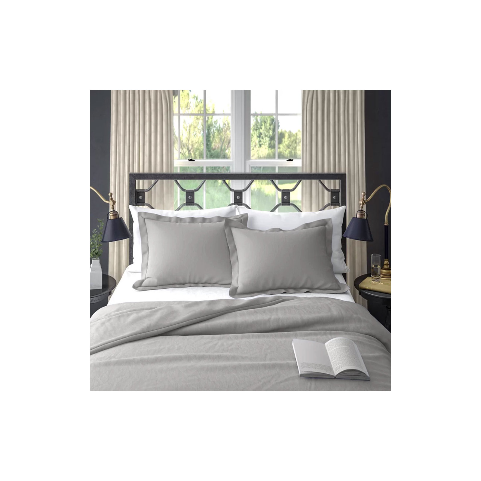 100% Cotton Crinkle Washed Duvet Cover Set, Twin/Twin XL Duvet Cover + 1 Sham, Ash Gray