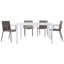 4 fauteuils empilables en PP gris chaud et une table blanche de 55 pouces - structure, patins antidérapants, idéaux pour différents environnements 4 pièces de long, espaces intérieurs / extérieurs sans entretien-121070453