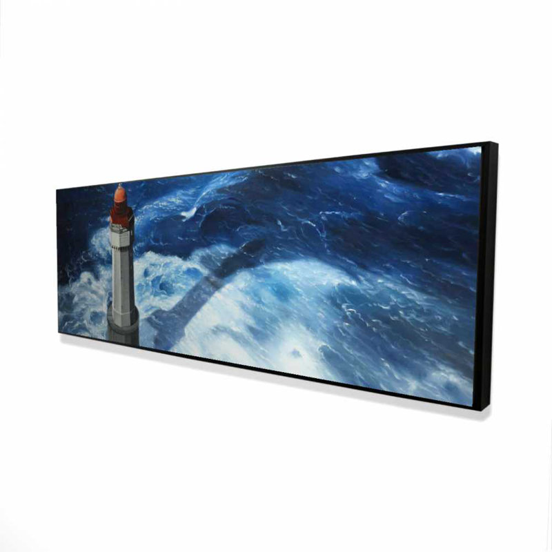 Le phare de jument - Art sur toile encadré bleu classique