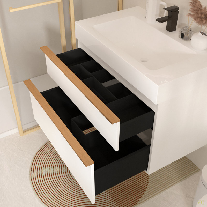 Meuble-lavabo mural VELA, Blanc, 36"