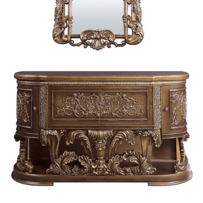 Constantine 4 Drawers, 2 Doors Dresser, Brown & Gold Finish