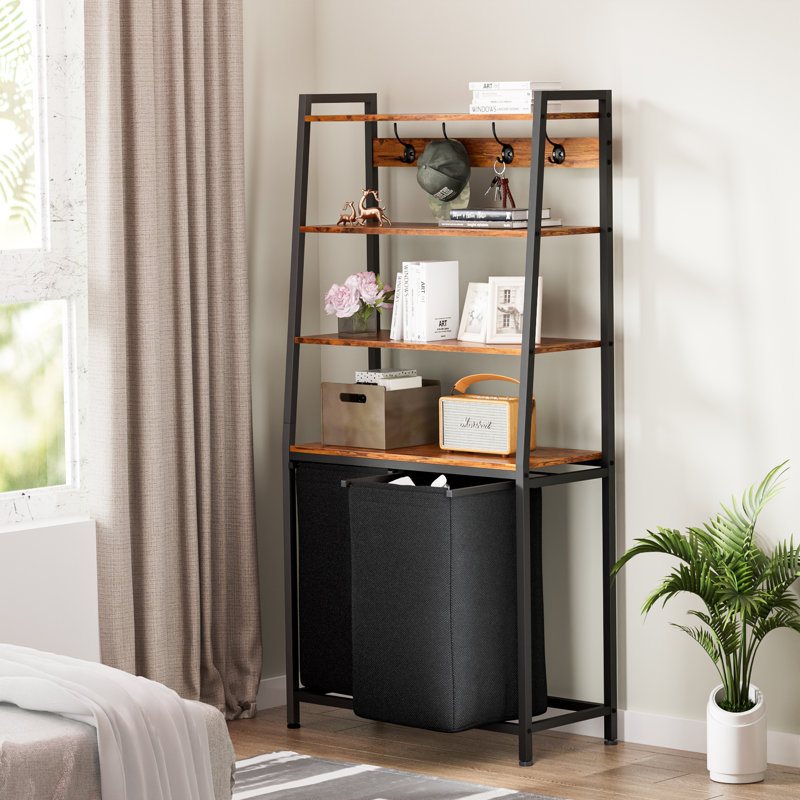 Panier à linge compact avec 4 tablettes