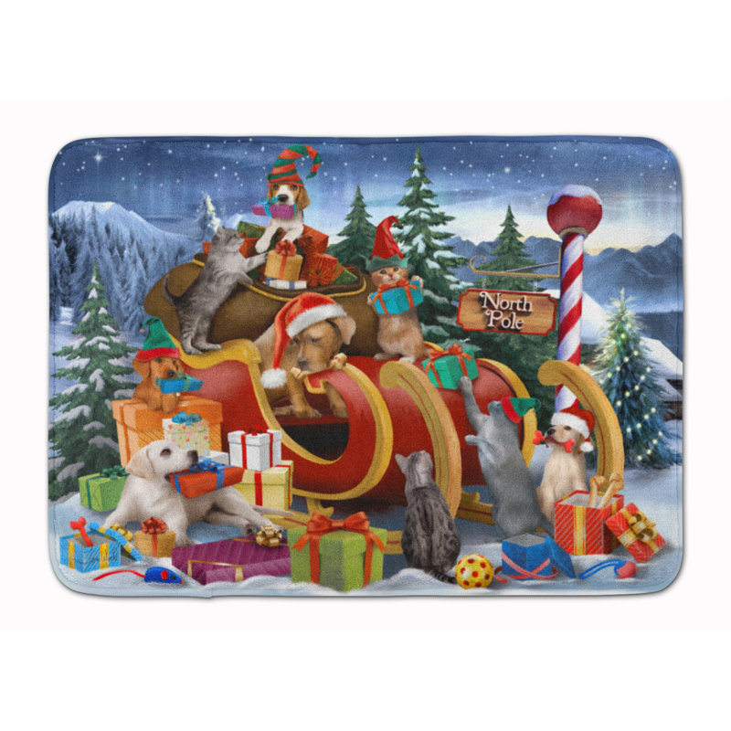 Tapis de salle de bain en mousse à mémoire de noël animaux